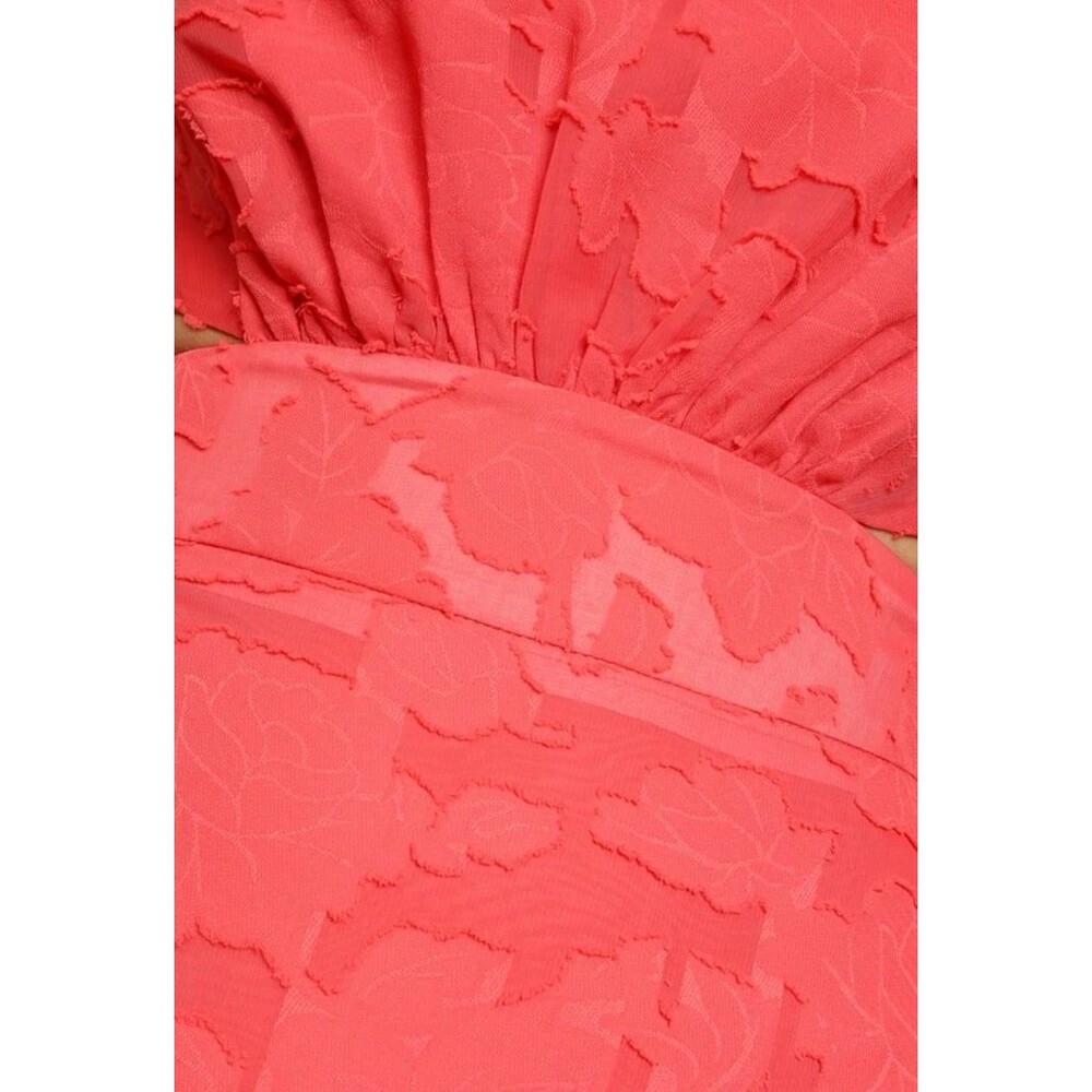Lulus Touch of Elegance Coral Floral Burnout Halter Maxi Dress XL - Picture 5 of 10